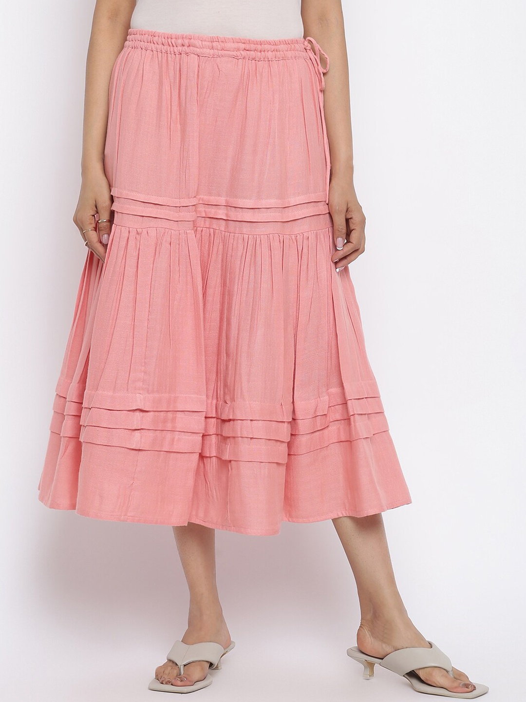 

Fabindia Women Pink Solid Cotton Skirt