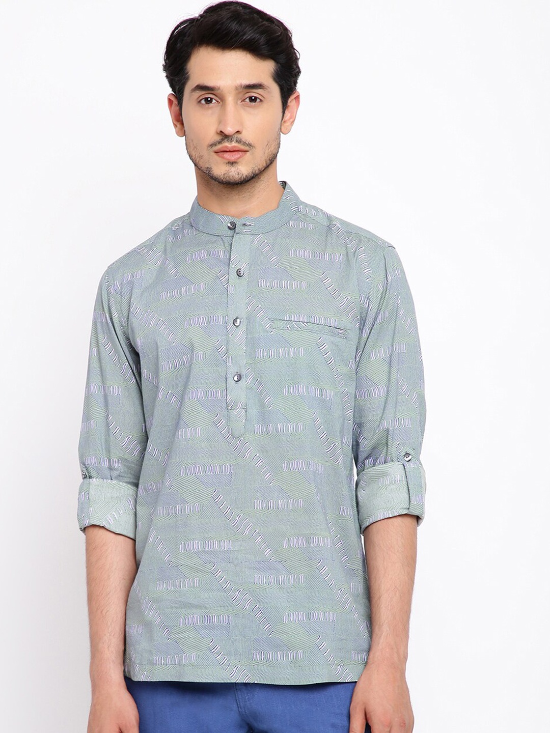 

Fabindia Men Green Printed Kurta