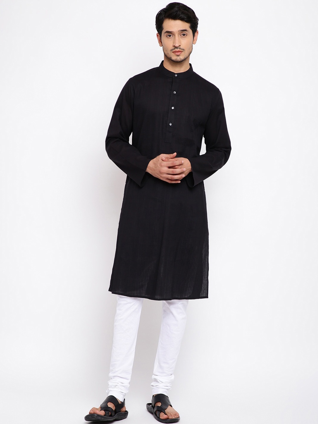 

Fabindia Men Black Striped Kurta