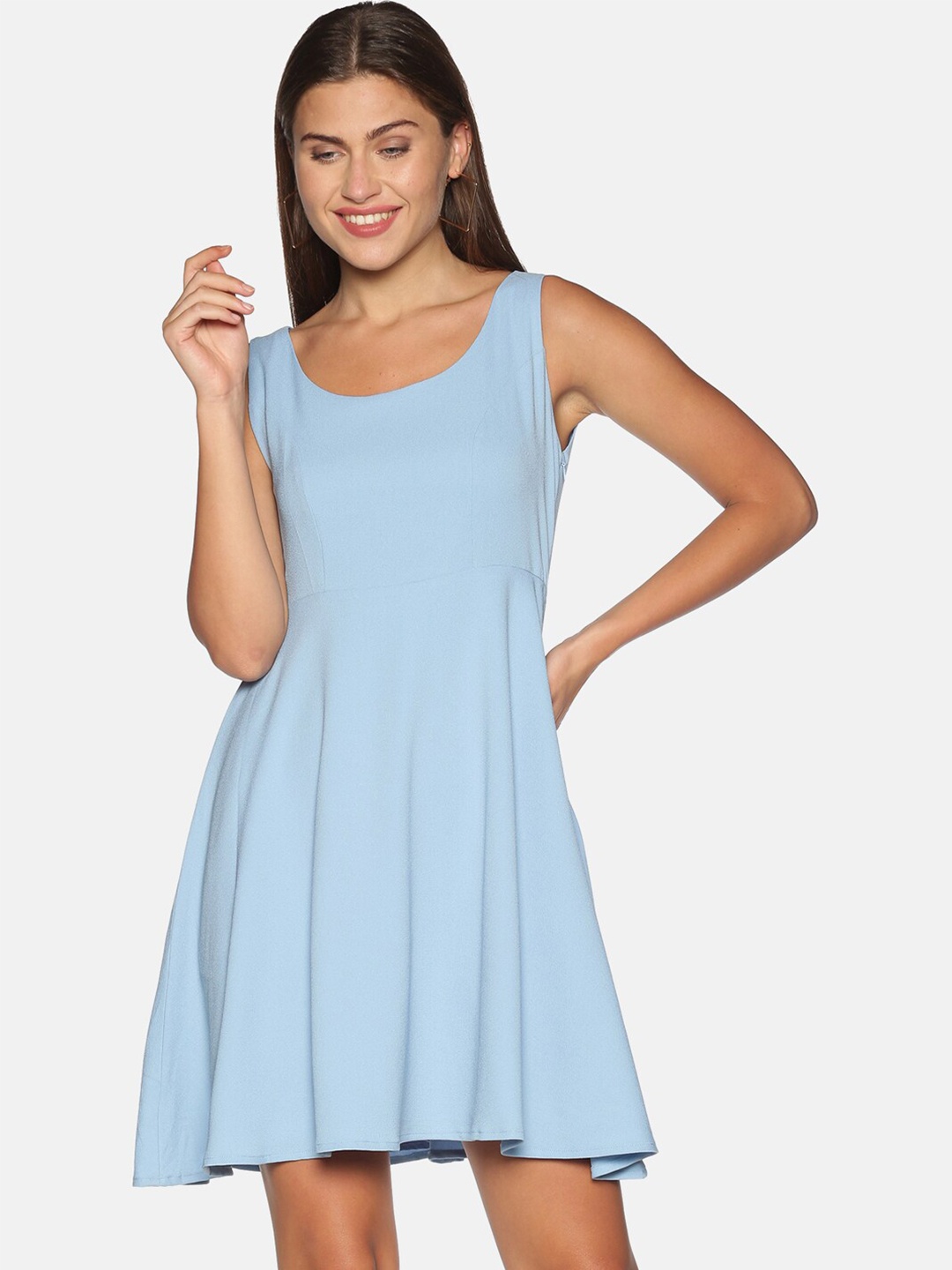 

kriatma Women Blue Powder Blue Skater Dress