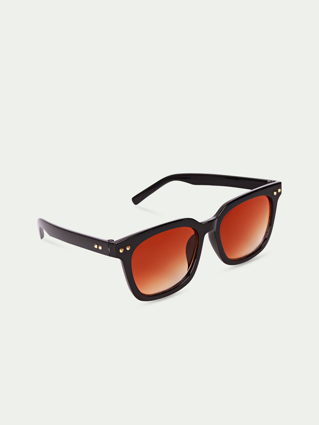 

FUZOKU Unisex Brown Lens & Black Square Sunglasses with UV Protected Lens