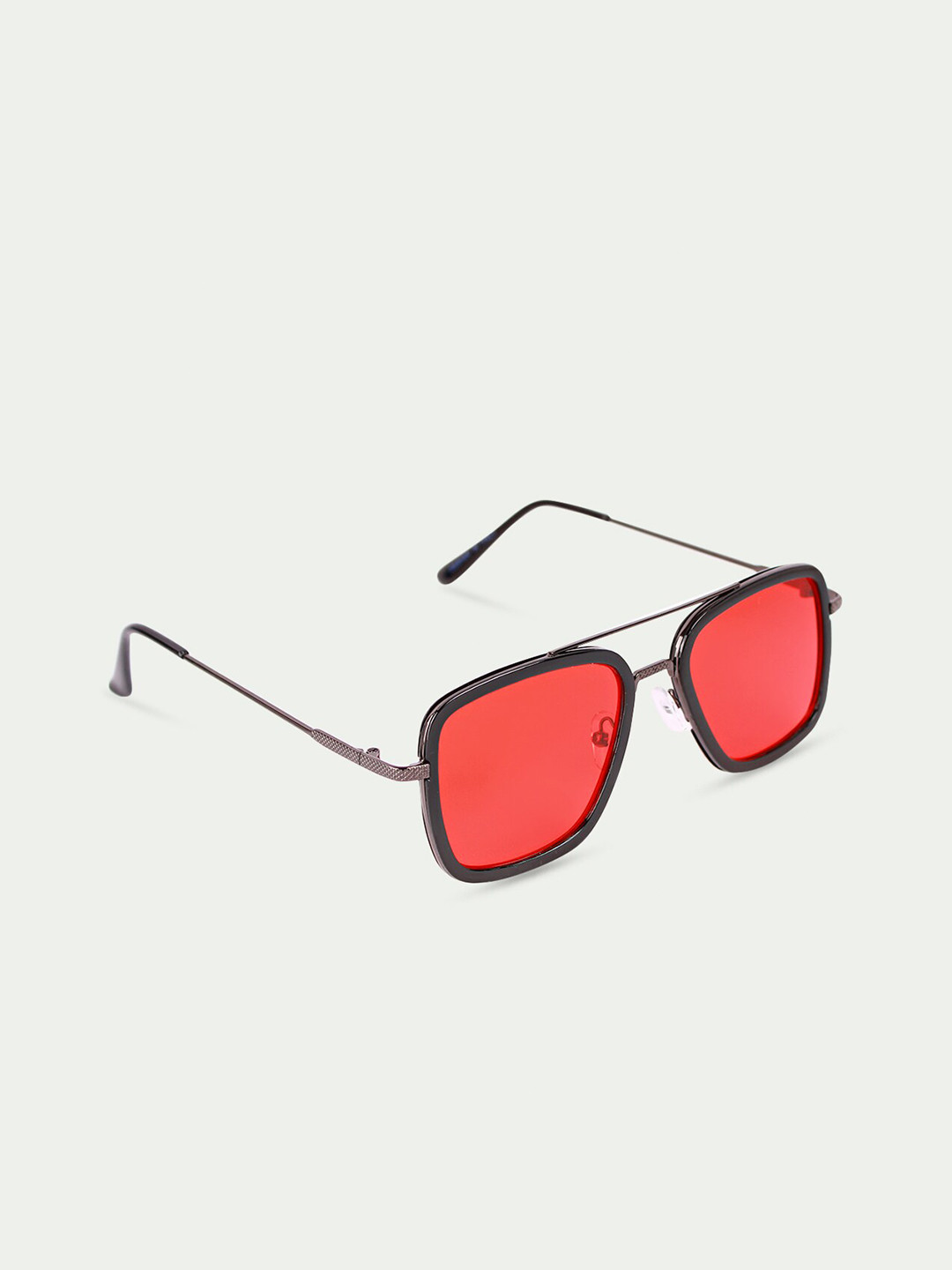 

FUZOKU Men Red Lens & Black Square Sunglasses with UV Protected Lens FZKSS2022122