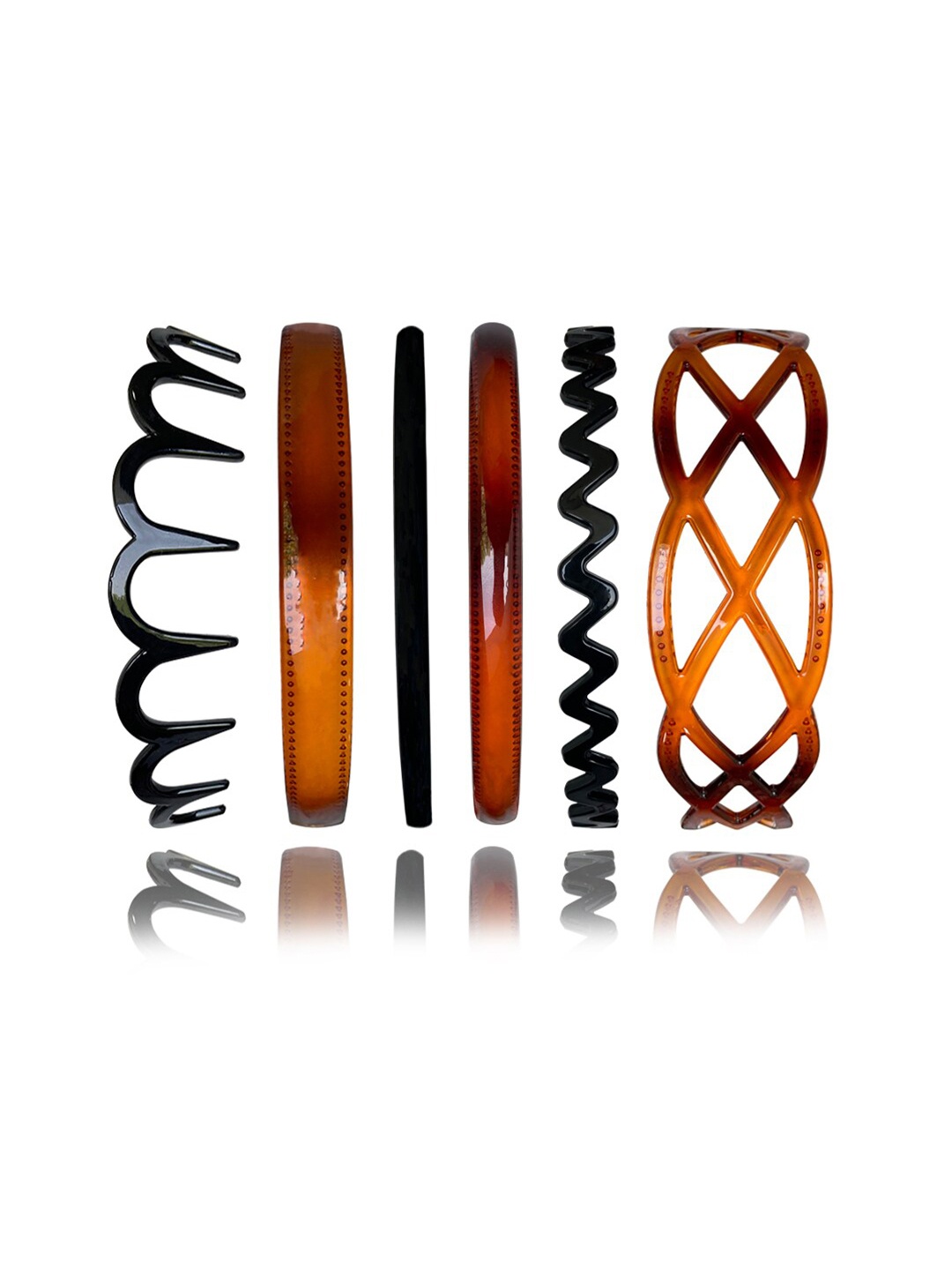 

ANNA CREATIONS Women Black & Brown Set of 6 Hairband