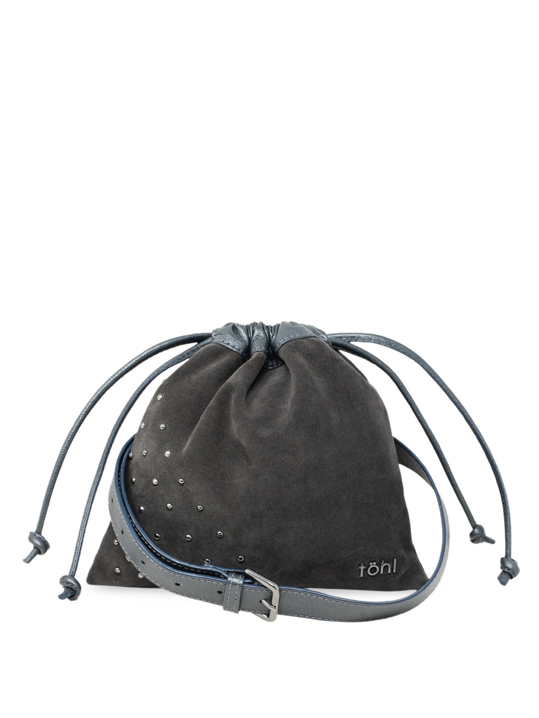 

tohl Charcoal Leather Half Moon Women Waist Pouch-Handheld Bag