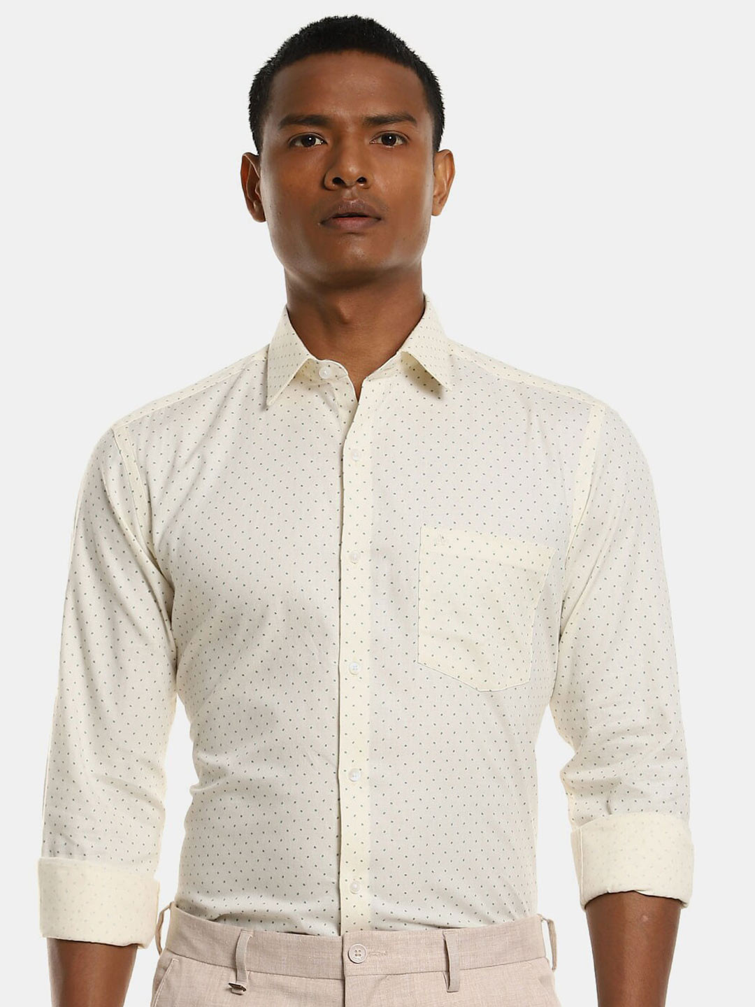 

Arrow Men White Slim Fit Printed Semiformal Cotton Shirt
