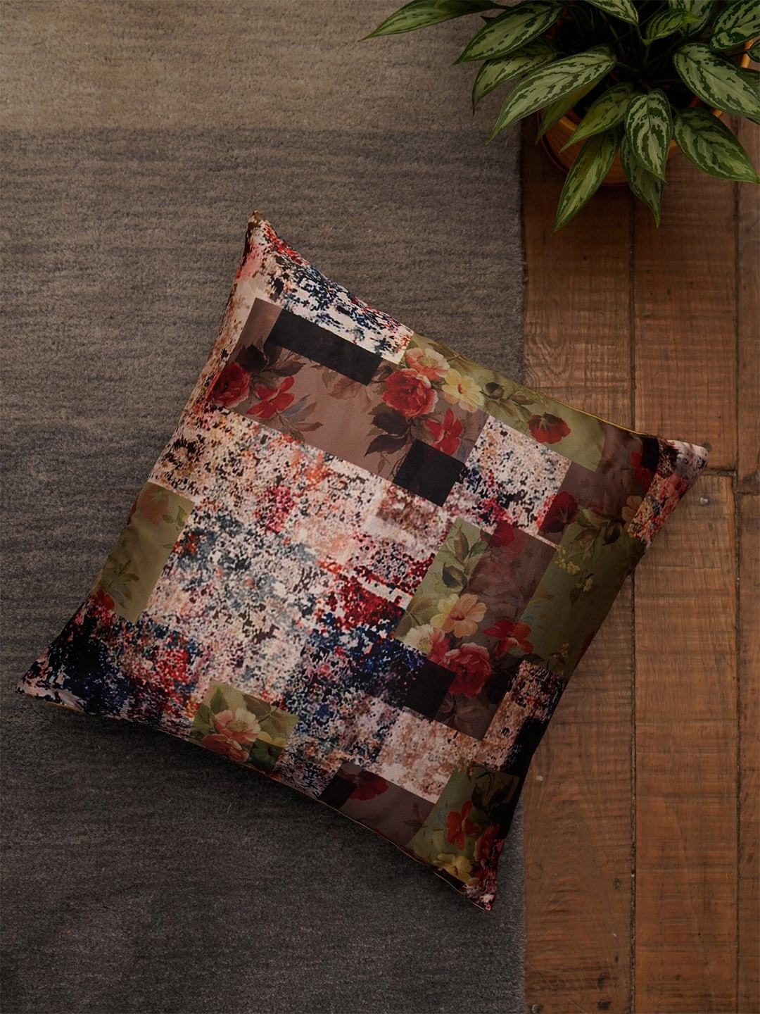 

ZEBA Multicoloured Floral Square Cushion Cover, Multi