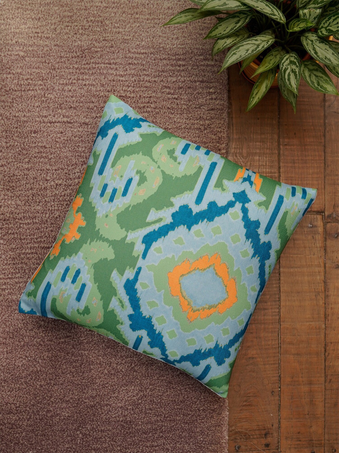 

ZEBA Green & Yellow Square Cushion Covers