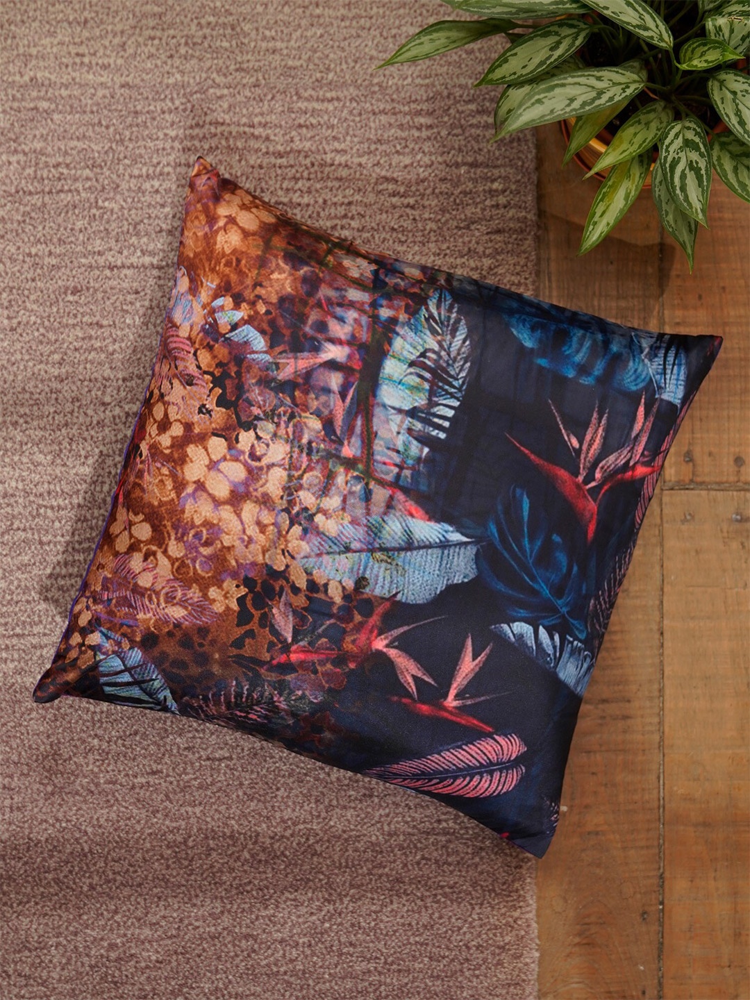 

ZEBA Blue & Brown Abstract Square Cushion Covers