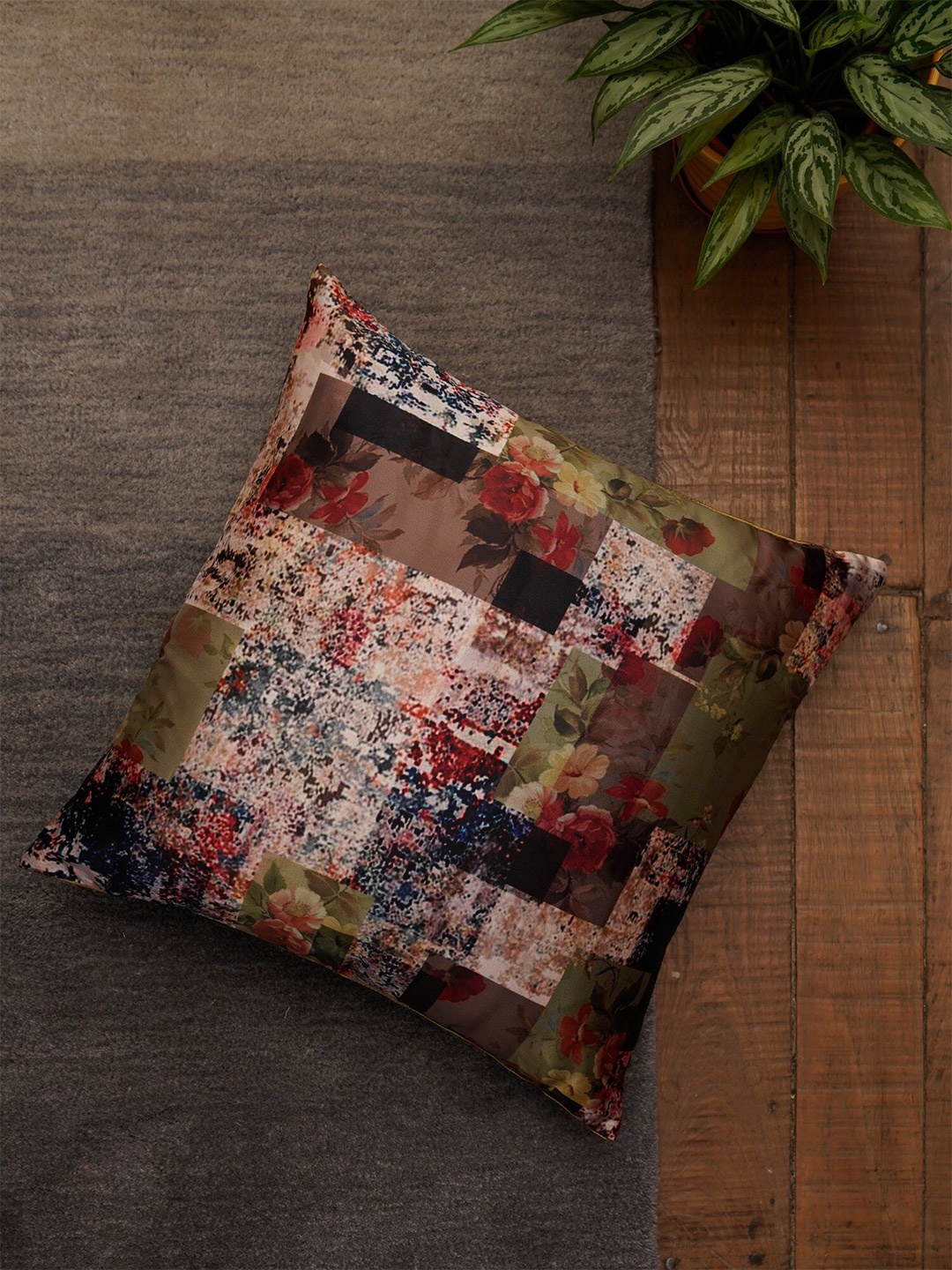 

ZEBA Brown & Green Abstract Square Cushion Covers