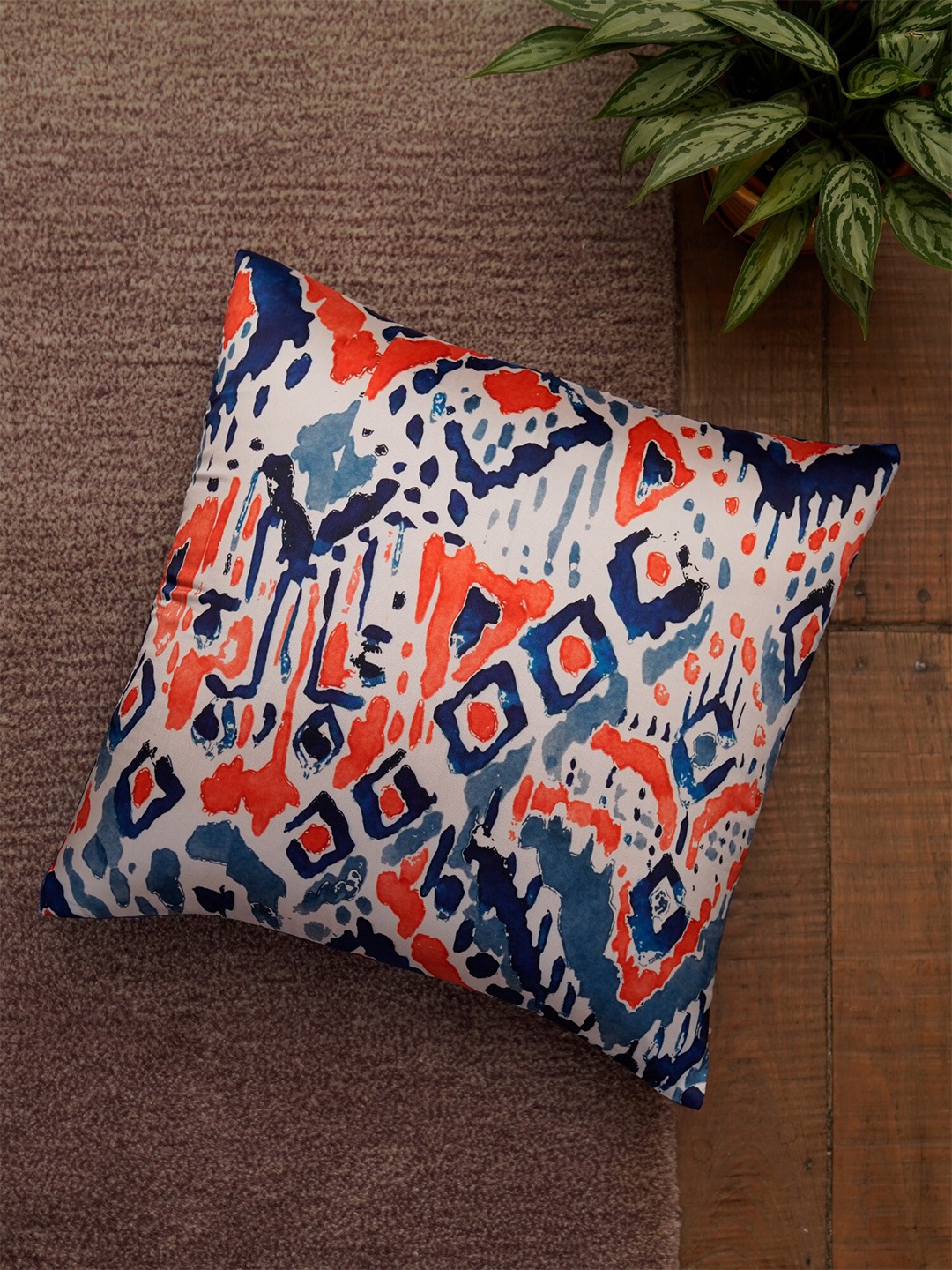 

ZEBA Orange & Blue Abstract Square Cushion Covers