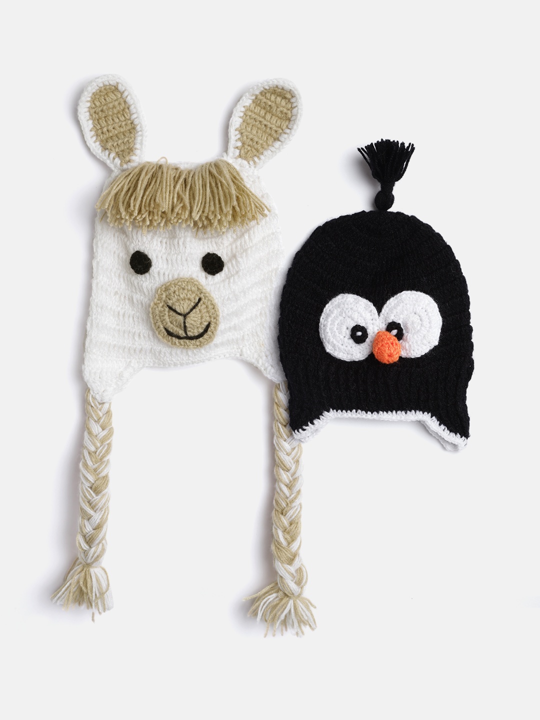 

CHUTPUT Kids Set of 2 Black & White Crochet Beanie