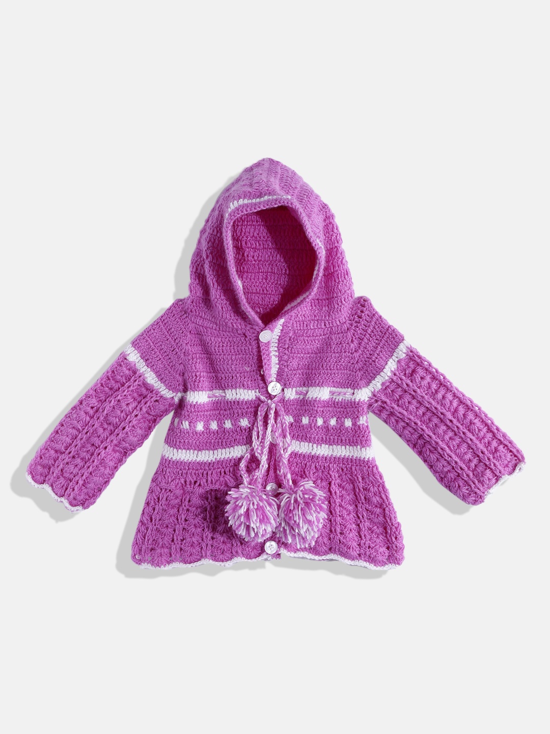 

CHUTPUT Purple & White Crochet Jumper Dress