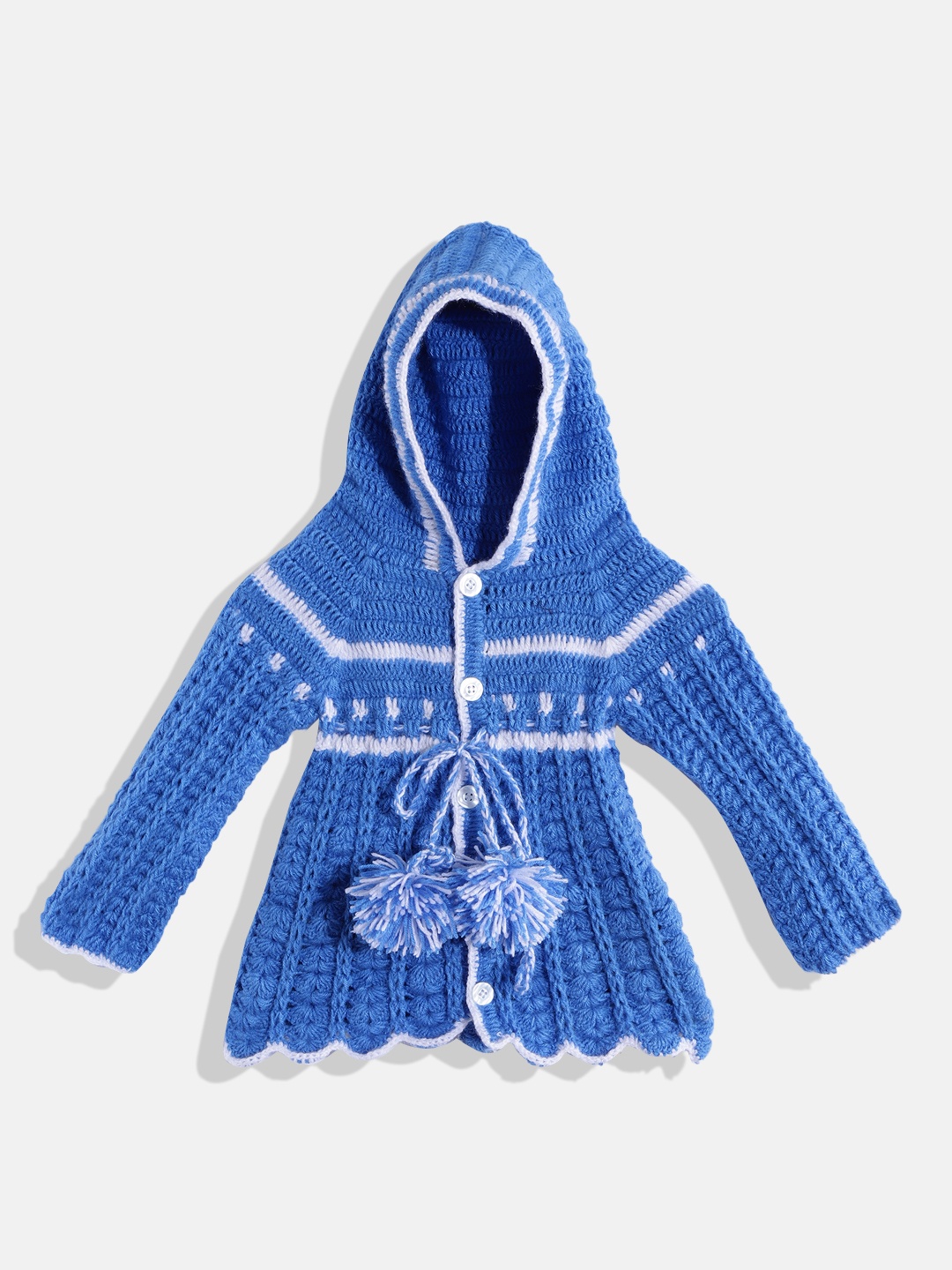 

CHUTPUT Blue & White Crochet Jumper Dress