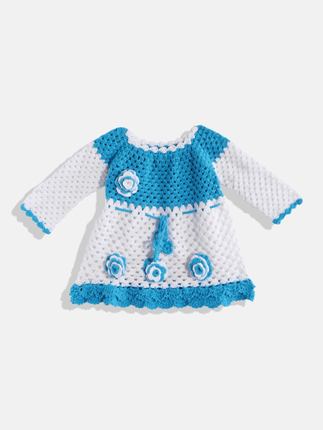 

CHUTPUT Turquoise Blue & White Colourblocked Jumper Dress
