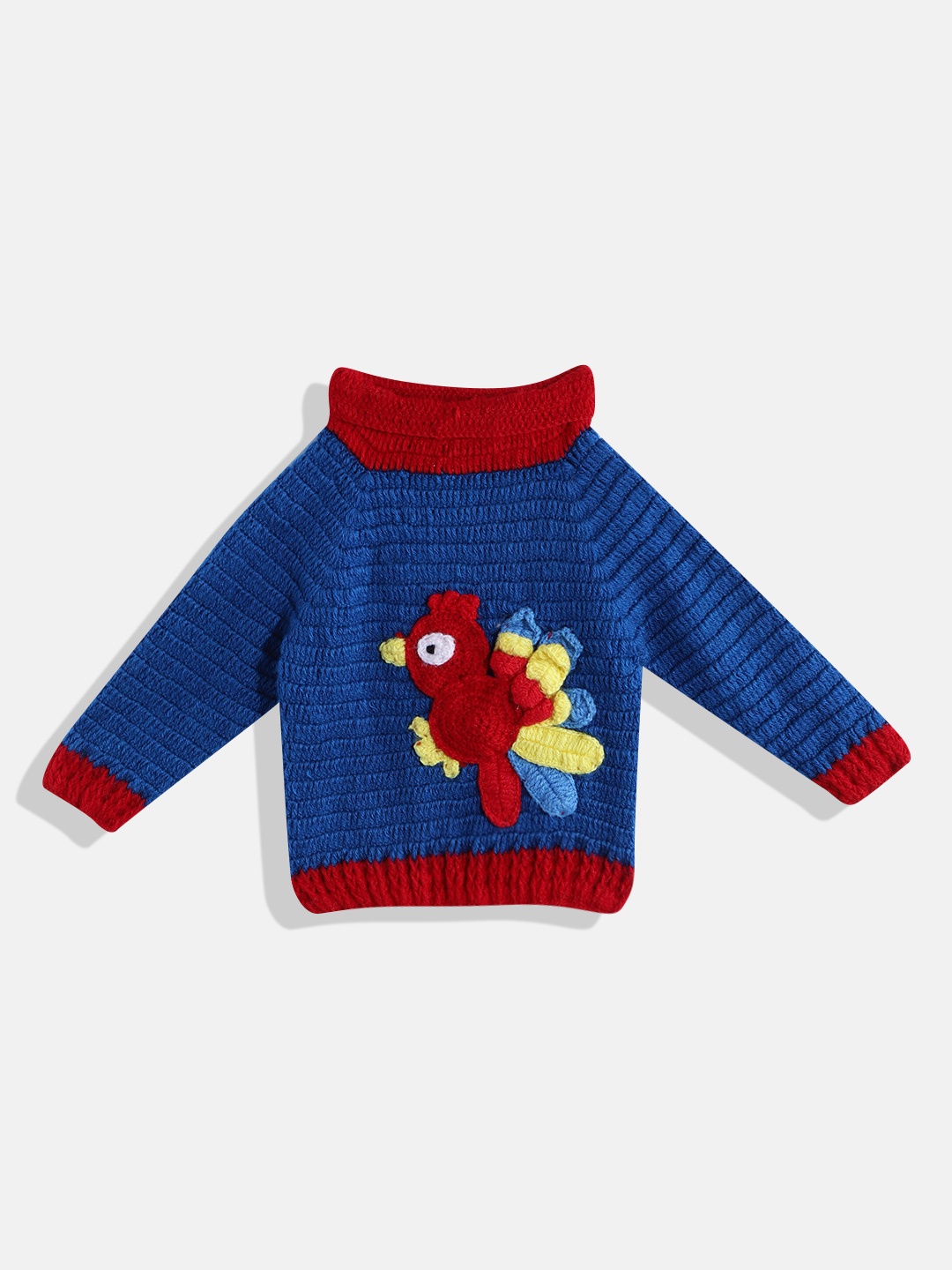 

CHUTPUT Kids Navy Blue Solid Cardigan with Applique Detail