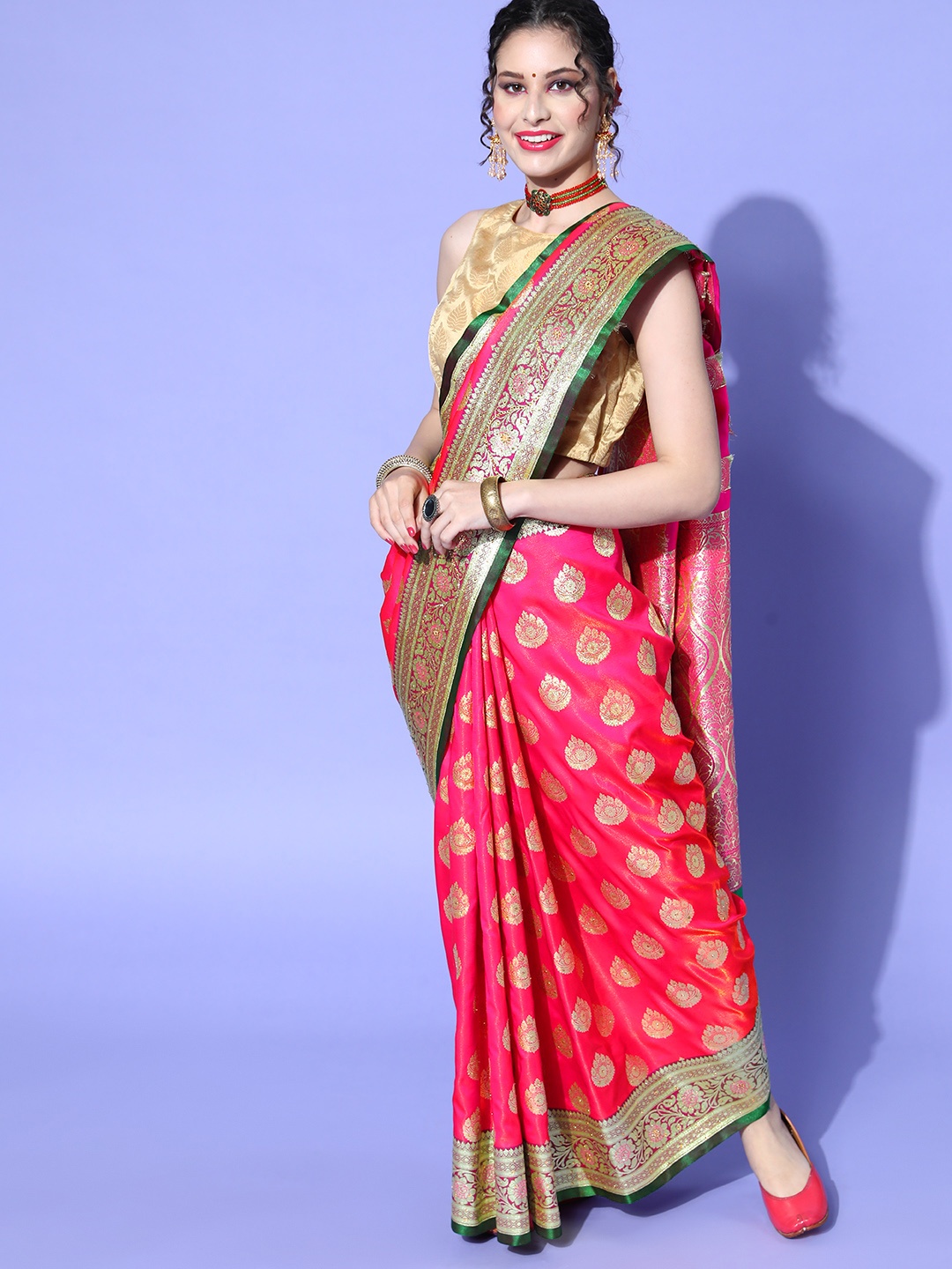 

Chhabra 555 Ethnic Motifs Saree with Woven Design border, Pink