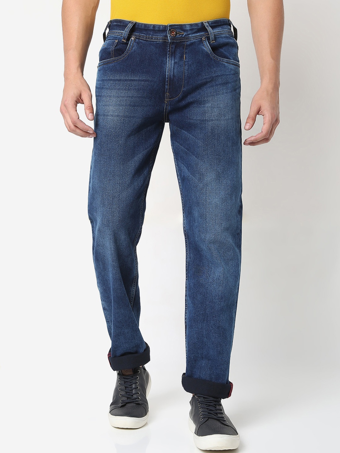 

Mufti Men Dark Blue Straight Fit Heavy Fade Stretchable Jeans