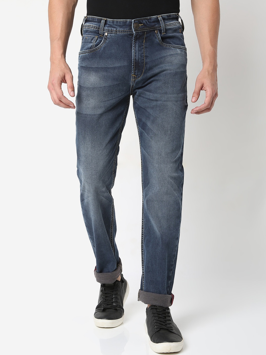 

Mufti Men Blue Straight Fit Heavy Fade Stretchable Jeans