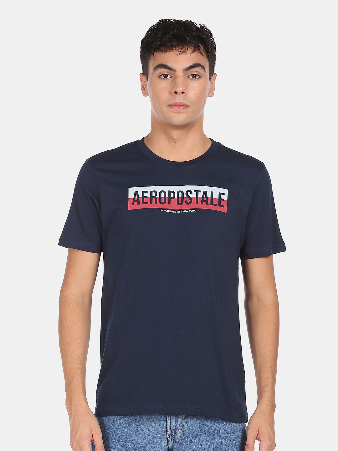 

Aeropostale Men Blue Typography T-shirt