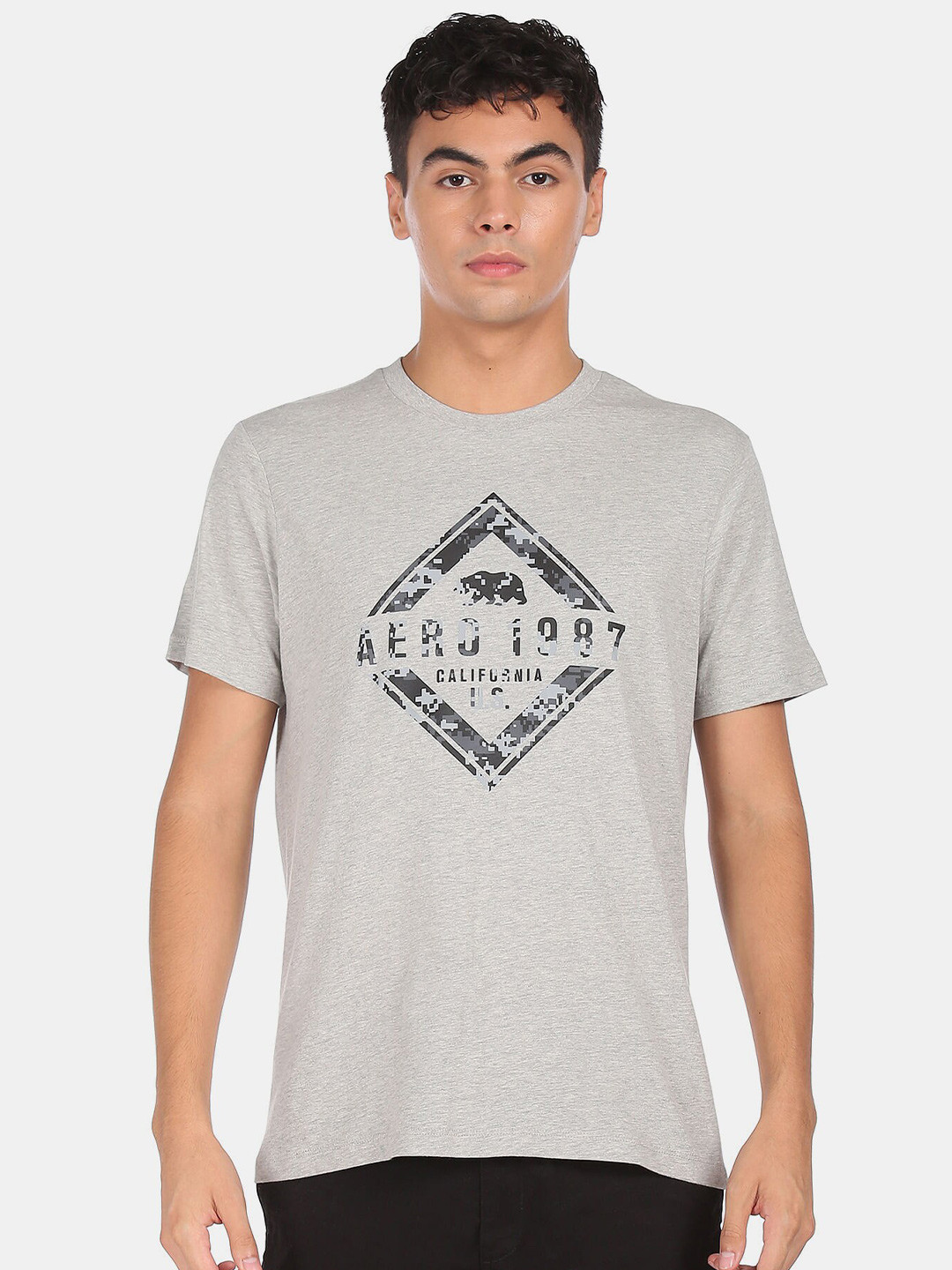 

Aeropostale Men Grey Typography Printed T-shirt