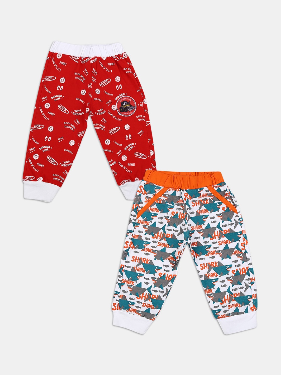 

V-Mart Kids Pack Of 2 Red & Orange Printed Cotton Lounge Pants