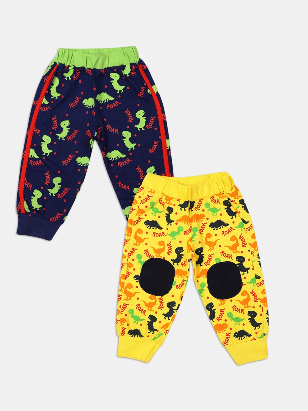 

V-Mart Kids Pack of 2 Navy Blue & Yellow Printed Cotton Joggers