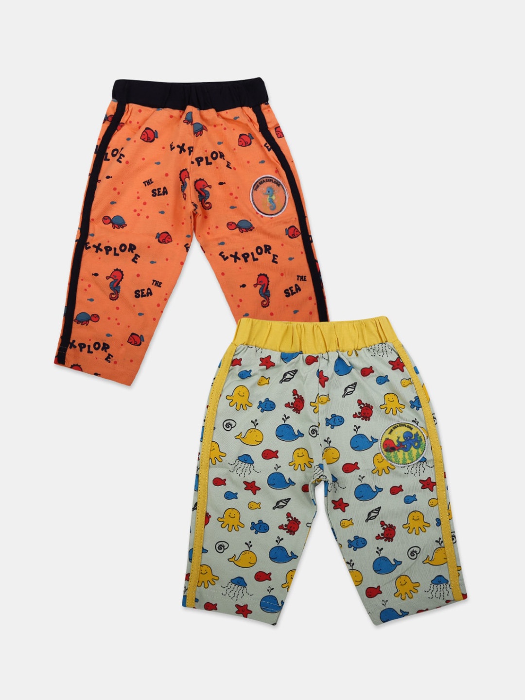 

V-Mart Kids Pack of 2 Peach & Green Printed Cotton Single Jersey Lounge Pants