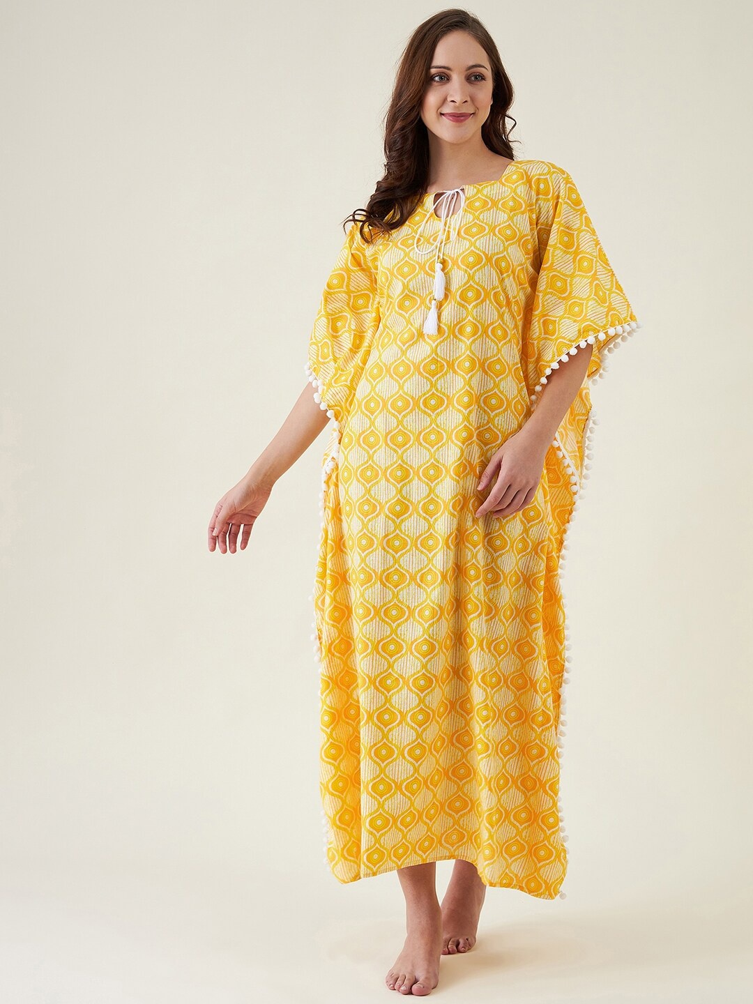 

The Kaftan Company Yellow Printed Kaftan Nightdress