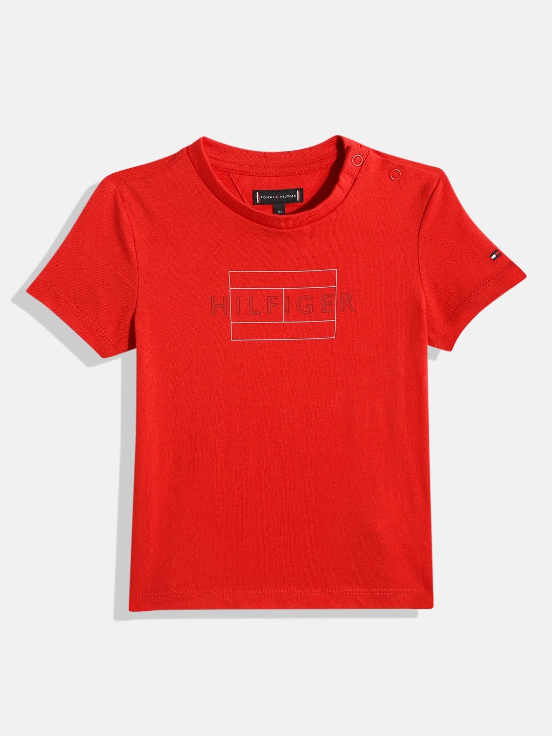 

Tommy Hilfiger Boys Red Brand Logo Printed Pure Cotton T-shirt