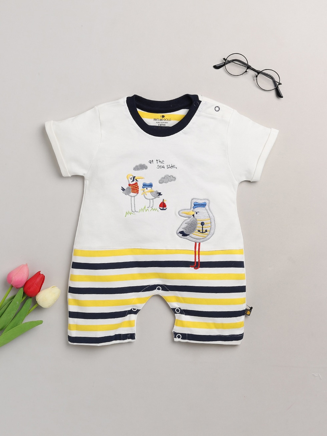 

BRATS AND DOLLS Boys Yellow Rompers