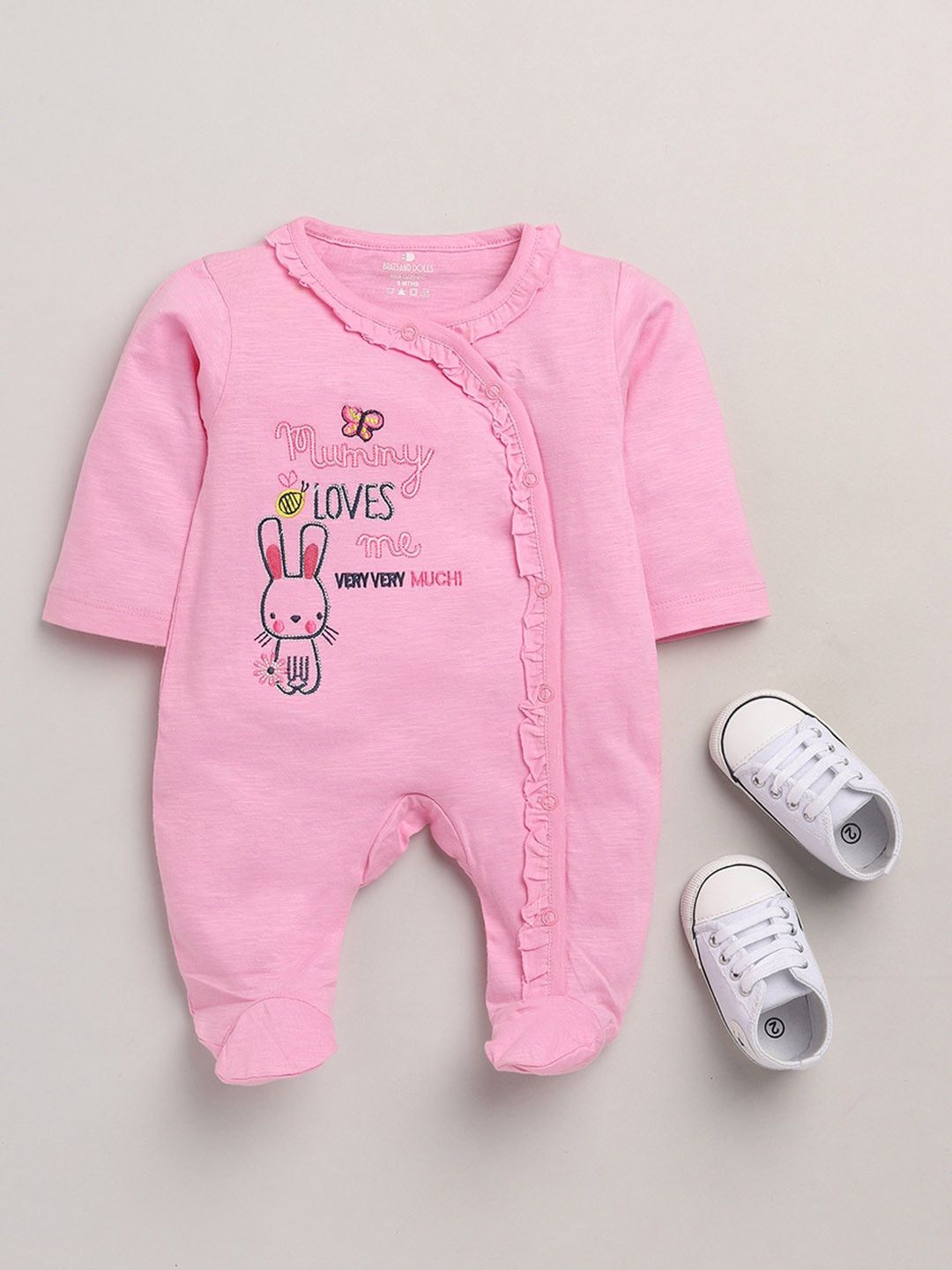 

BRATS AND DOLLS Boys Pink Cotton Rompers