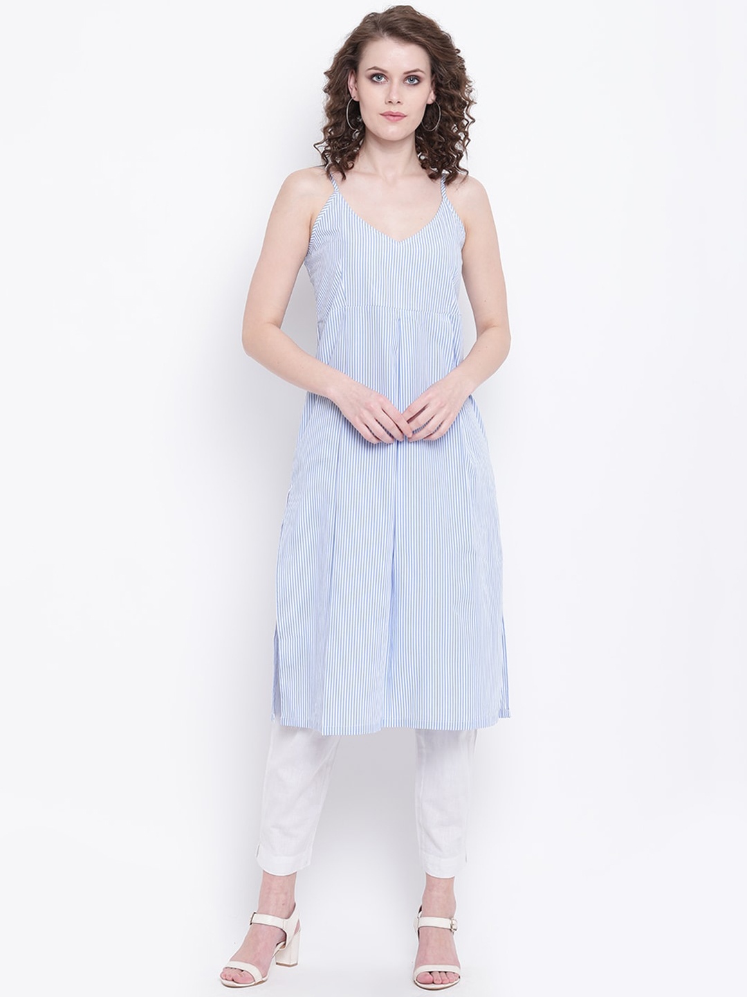 

Napra Women Blue Striped Kurta