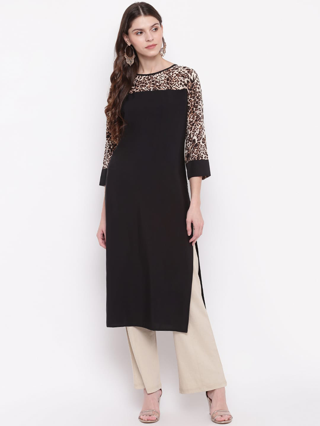 

Napra Women Black Animal printed Yoke Design Kurta