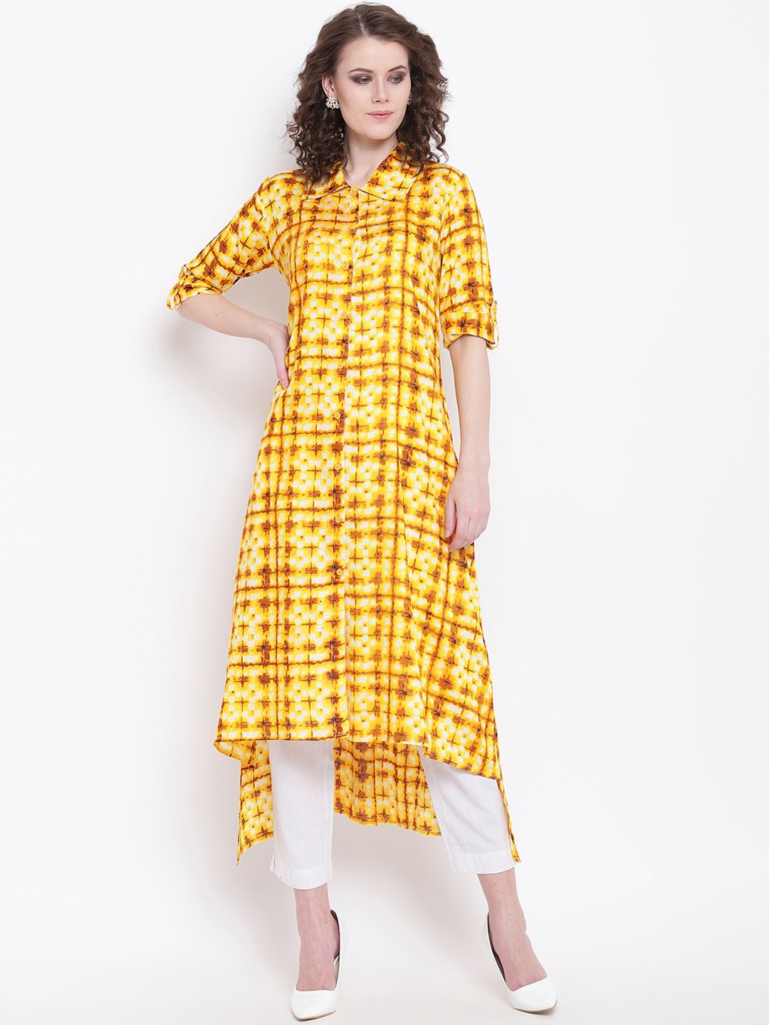 

Napra Women Yellow Geometric Printed Pathani Kurta
