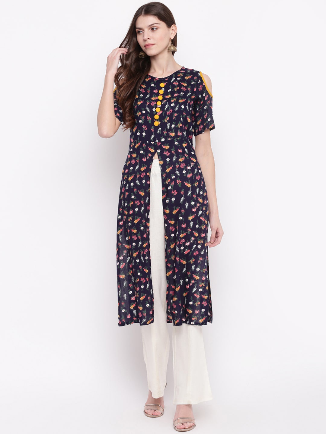 

Napra Women Navy Blue Floral Printed Kurta