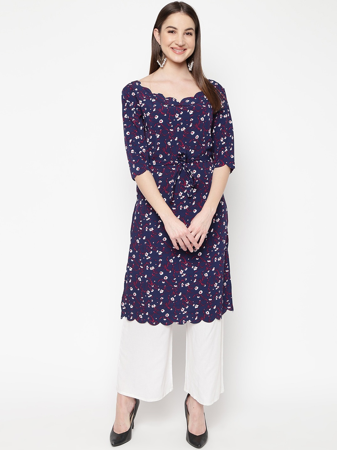 

Napra Women Navy Blue Floral Printed Floral Casual Kurta