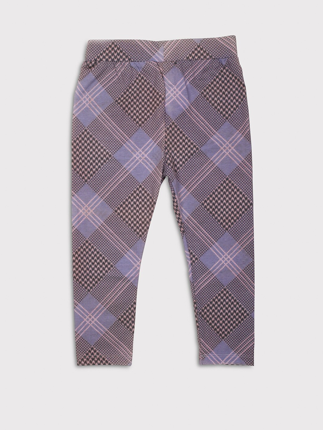

Ziama Girls Purple & Peach-Coloured Checked Capris