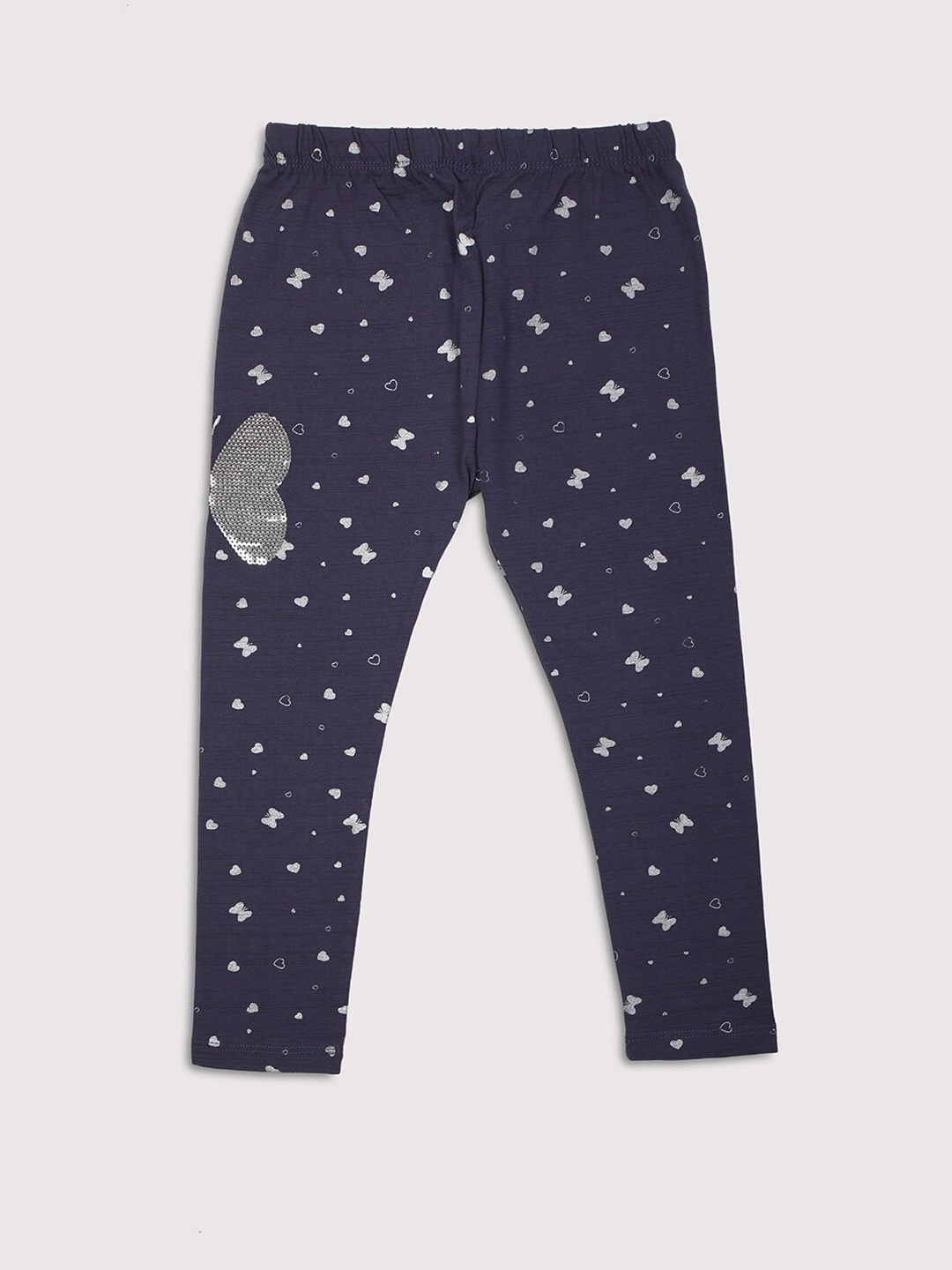 

Ziama Girls Navy Blue & Grey Printed Cotton Capris