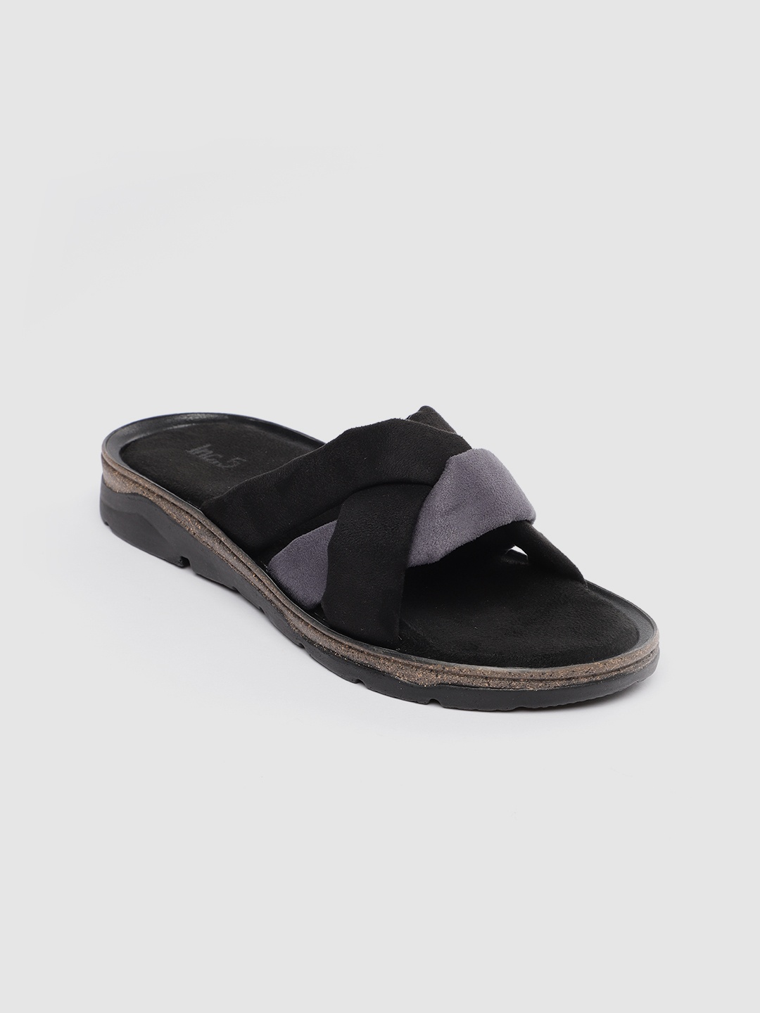 

Inc 5 Women Black Colourblocked Open Toe Flats