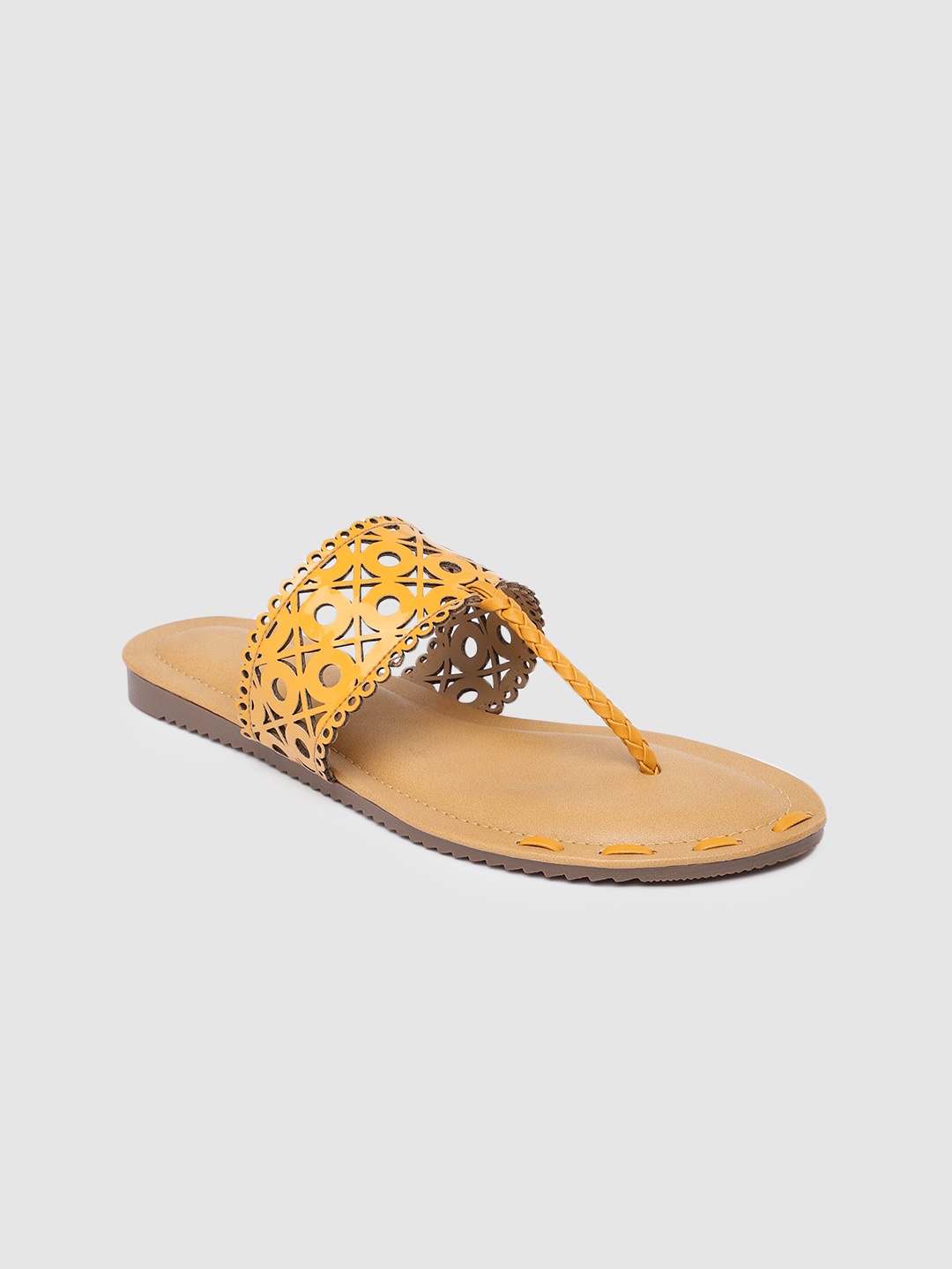 

Inc 5 Women Mustard Yellow Open Toe Flats