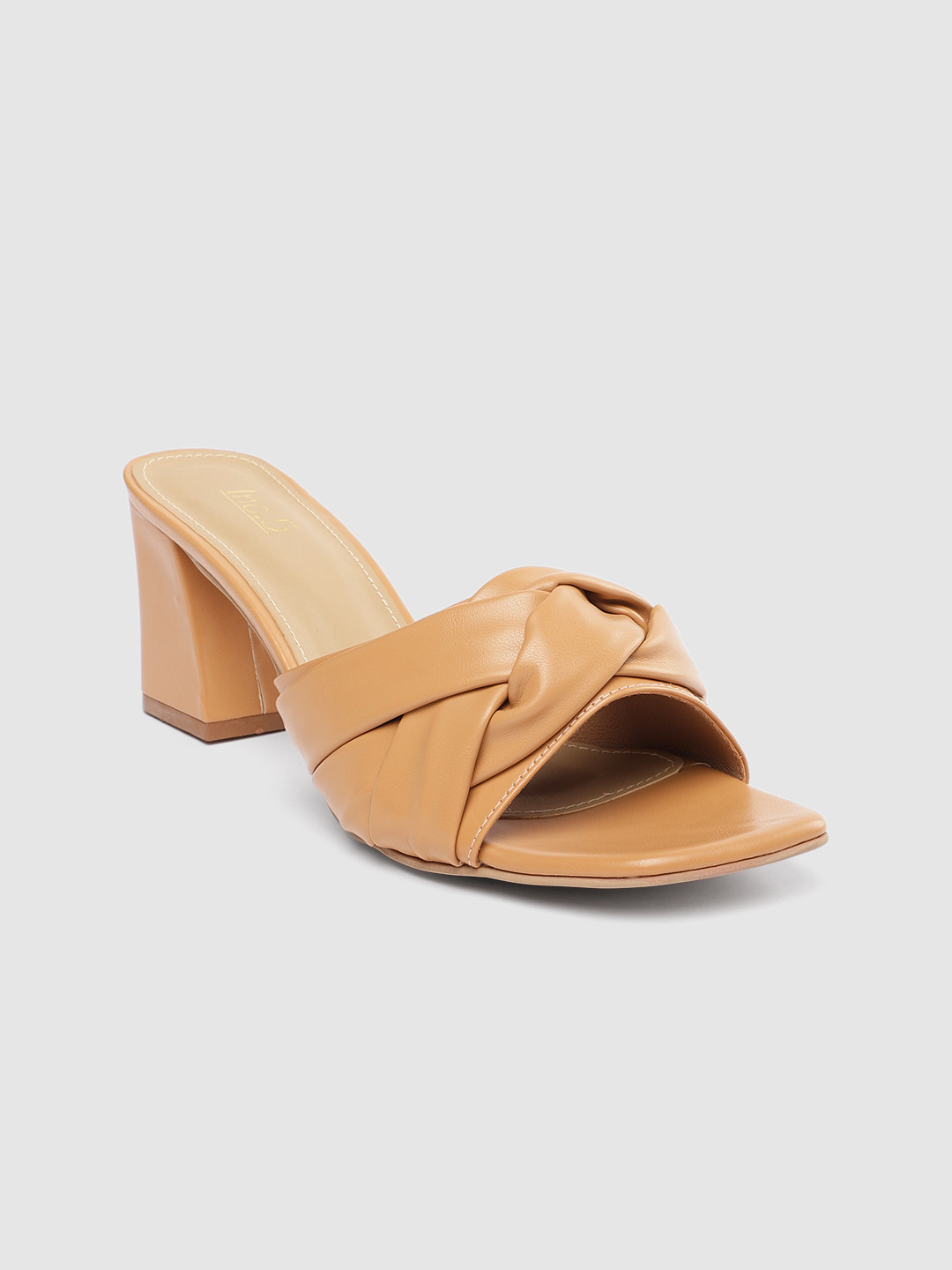 

Inc 5 Women Beige Textured Block Sandals