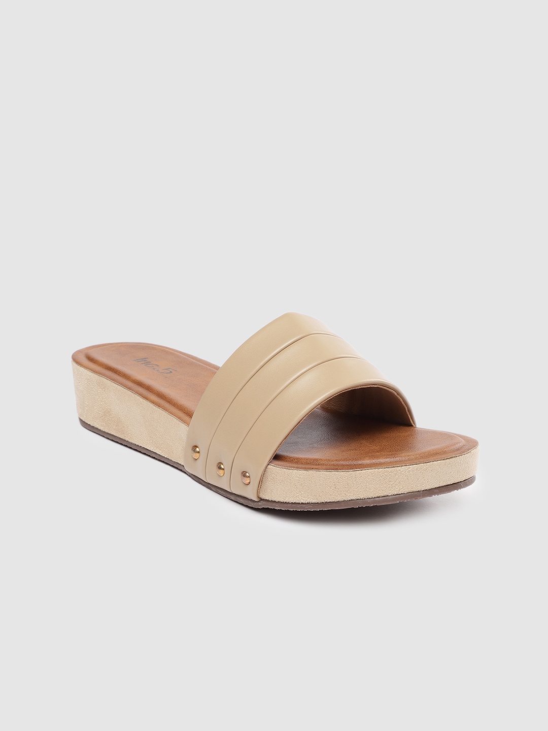 

Inc 5 Women Beige Embellished Comfort Sandals
