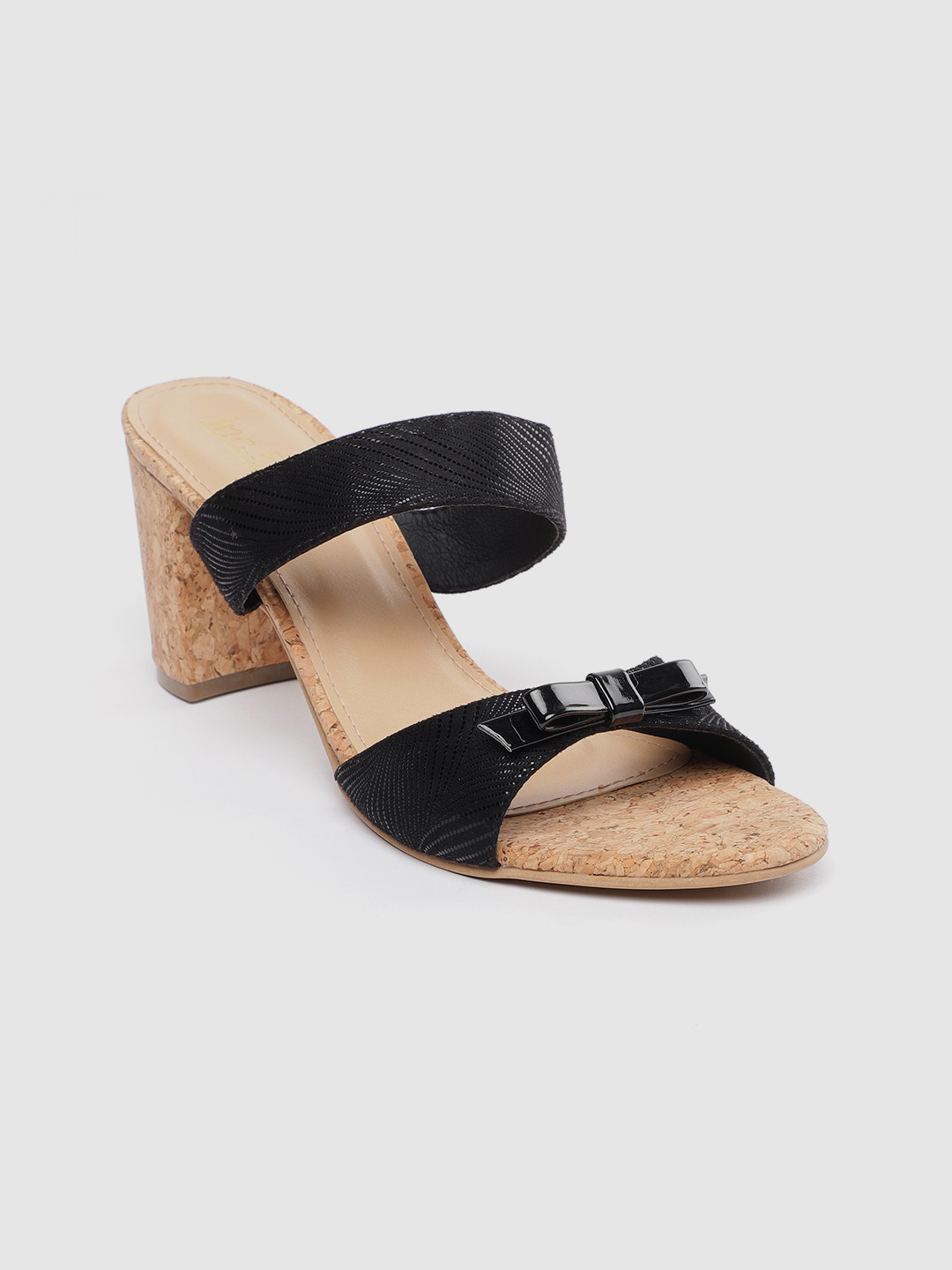 

Inc 5 Black Printed Block Sandals with Bows
