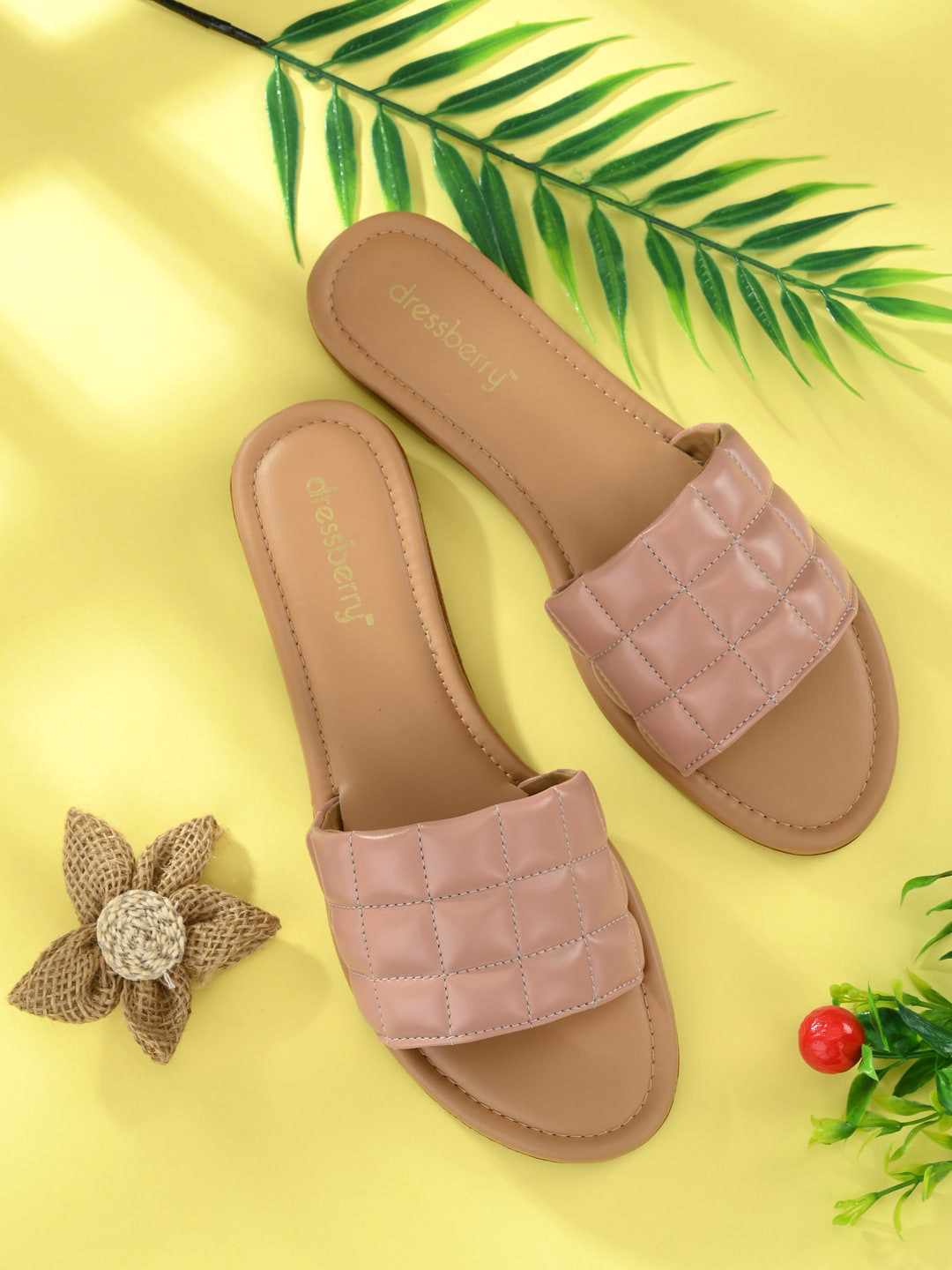 

DressBerry Women Pink Printed Open Toe Flats