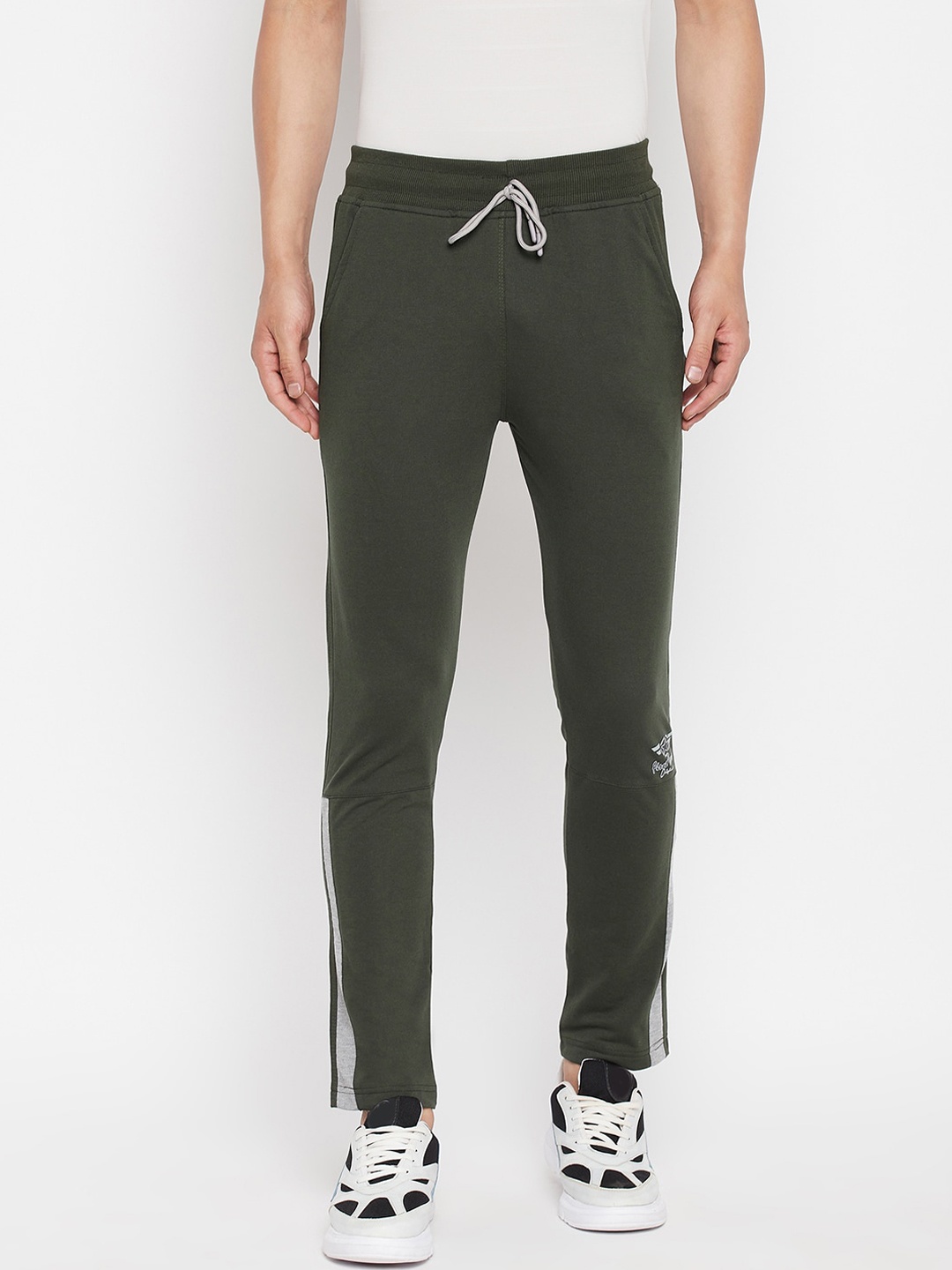 

FirstKrush Men Olive Green Solid Cotton Track Pants