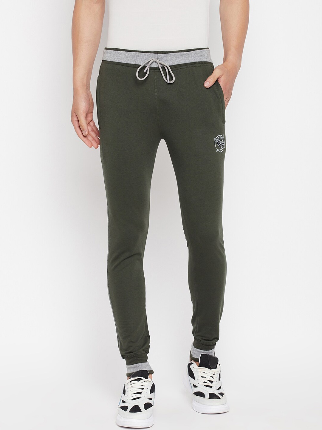 

FirstKrush Men Olive Green Solid Cotton Joggers