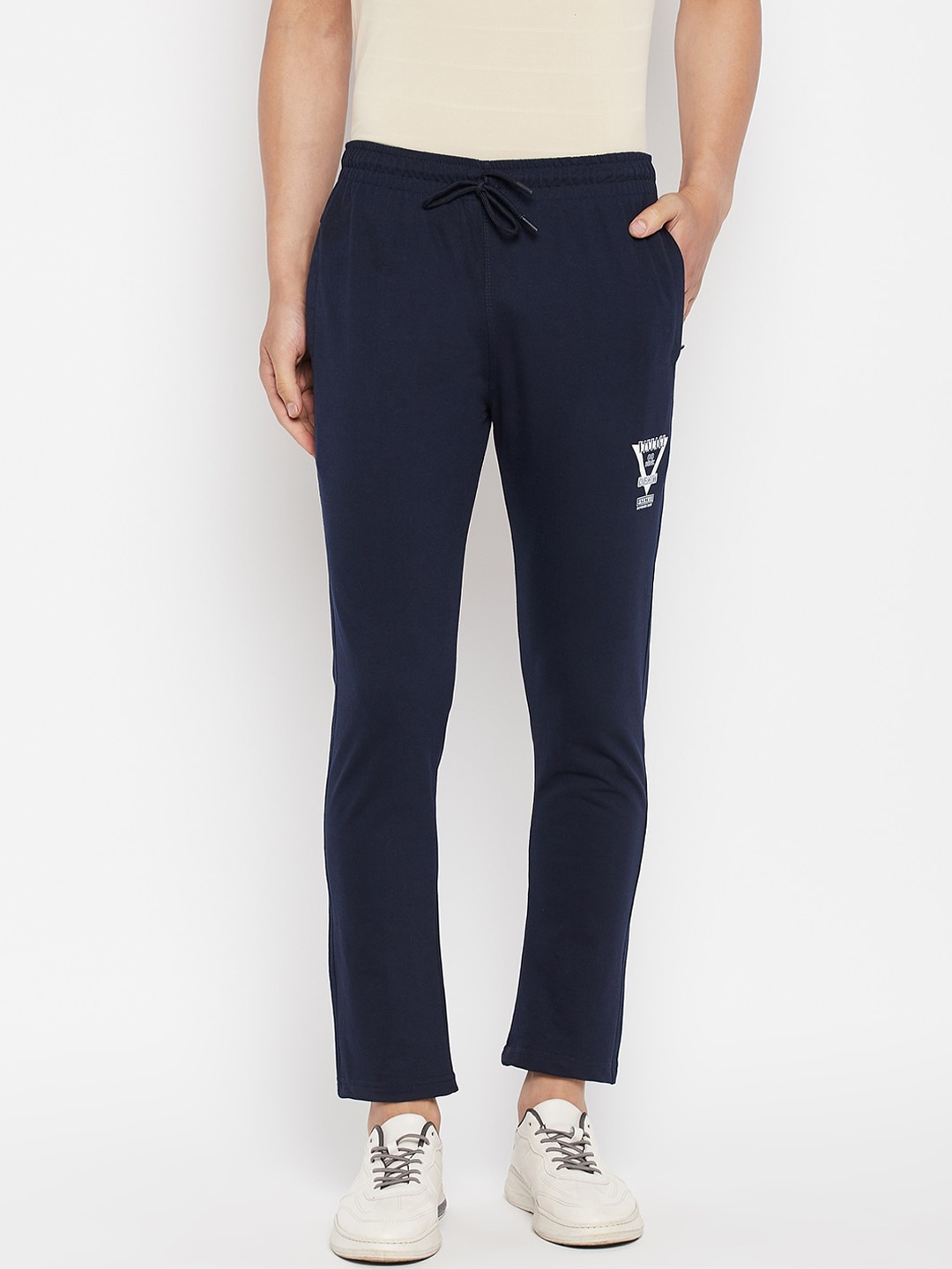 

FirstKrush Men Navy Blue Solid Cotton Sports Track Pants