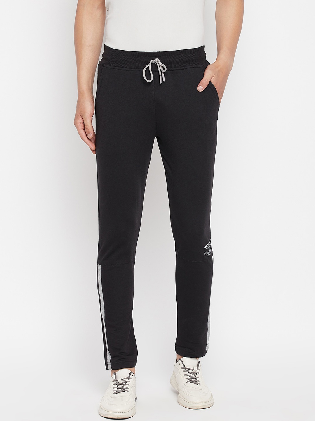 

FirstKrush Men Black Self Design Cotton Track Pants