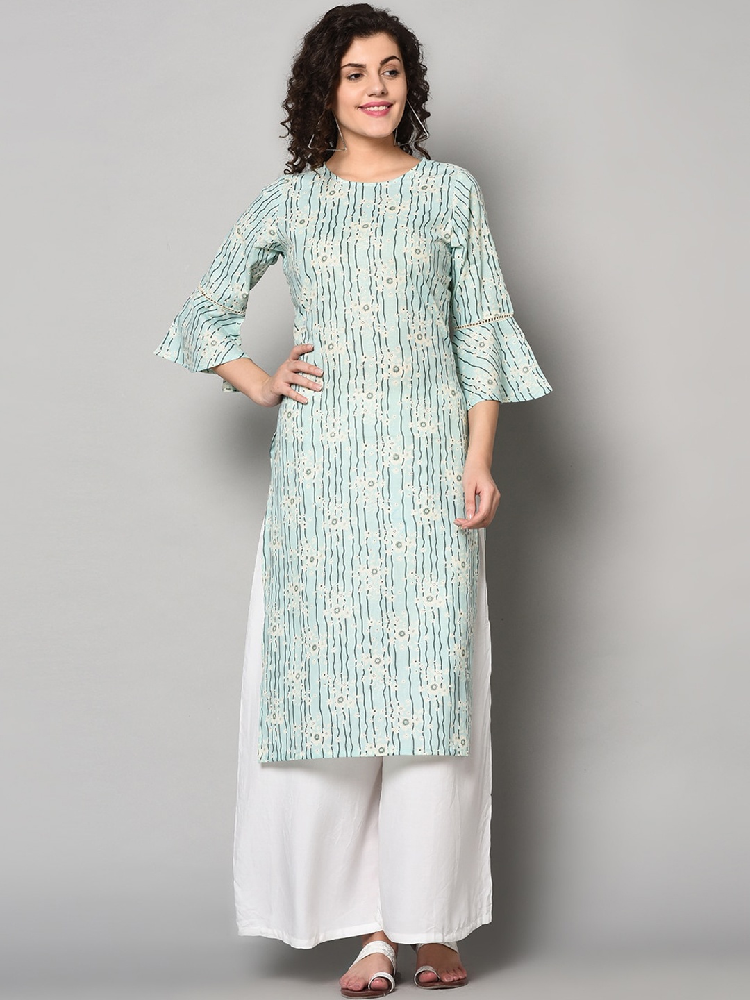 

ZNX Clothing Women Blue Printed Flared Sleeves Kurta