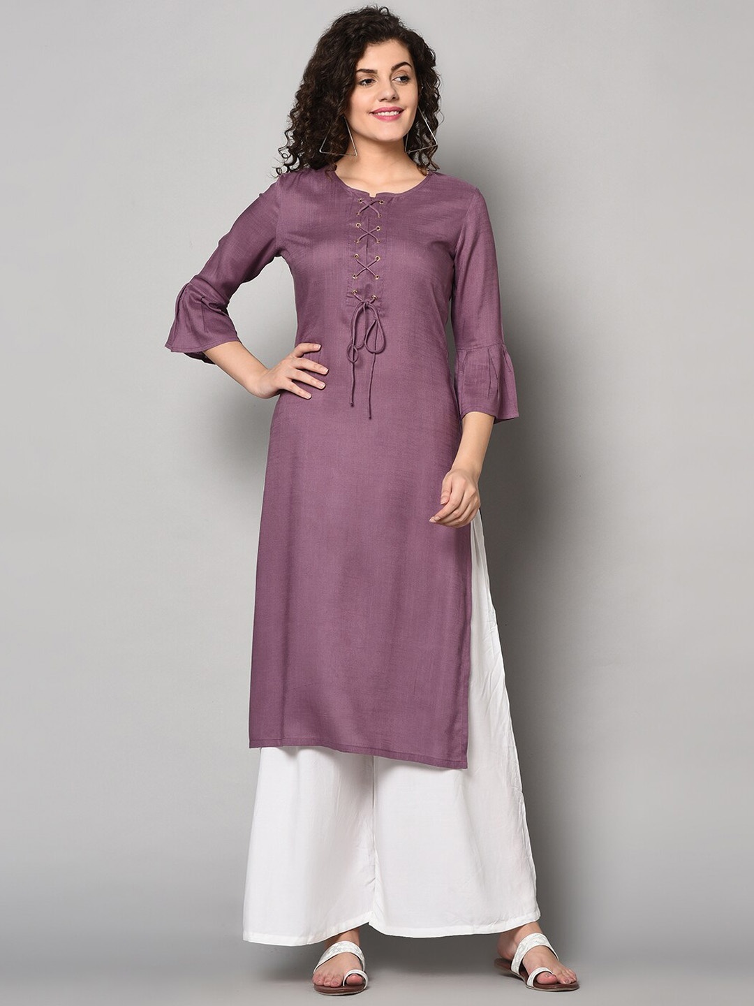 

ZNX Clothing Women Purple Solid Straight Kurta